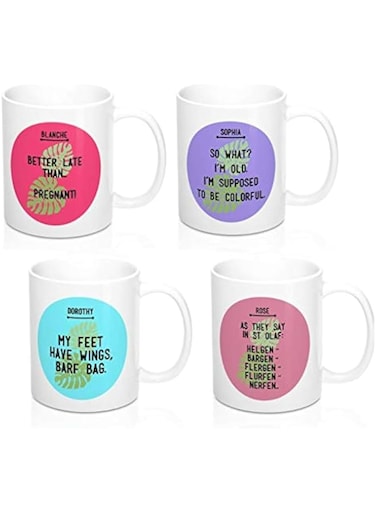 Brindle Southern Farms Thank You For Being A Friend Coffee Mug Set of 4: Rose, Sophia, Blanche, Dorothy Golden Girls Sassy Quotes