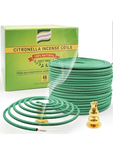 Mosquito Repellent Citronella Incense Coils Pieces per Box, Made from Natural Plants, Suitable for Outdoors, Indoors, by The Pool, in The Yard (Citronella coils 48)