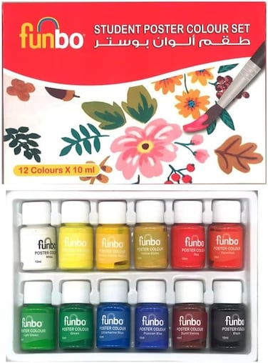 Funbo 12-Piece Student Poster Colour Set Multicolour