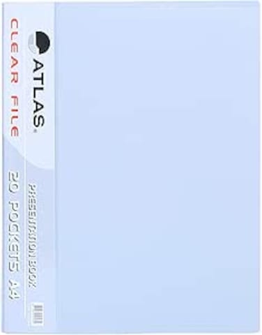 Atlas Clear File Presentation Book, A4-20 Pockets, Blue - ATCL004