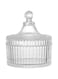 Glass Candy Bowl with Lid - 300ml Decorative Apothecary Jar, Crystal Coating, Elegant Wedding, Valentine&rsquo;s Day, Party Buffet Container for Home, Office, or Gift (Clear)