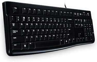 Logitech K120 Wired BUSiness Keyboard For Windows Or Linux, USb Plug-And-Play, Full-Size, Spill Resistant, Curved Space Bar, Pc / Laptop, English/Arabic Layout - Black