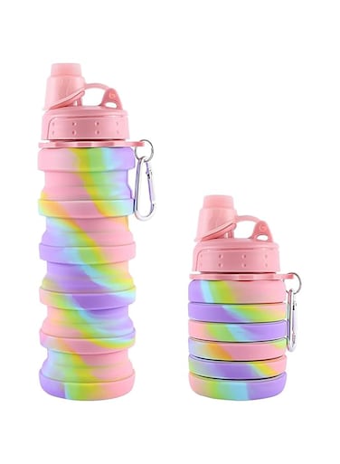 Aputue Silicone Collapsible Water Bottles, Reusable Expandable Collapsible Cups for Traveling, Leak Proof BPA Free Foldable Water Bottle, Silicone Collapsible Cup Camping Hiking Kids