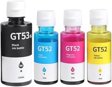 GT53xl GT52 GT 51/52 Compatible Inkjet Ink Refill for 5810, 5811, 5820, 5821, 310, 315, 319, 410, 415, 416, 419, 457 CISS Ink Tank Printers (Bk(90gm) (70gm x/C/M/Y))