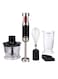 Sonashi 4-in-1 Hand Blender, Chopper, Whisker, Mixer - with Stainless Steel Shaft and Different Speed Control, Plastic Jar 700ML, Chopper 500 ML, Whisk and Robust Blending Wand SHB-179JBCW Black