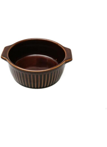 Daiso Stripe Emboss Round Bakeware Brown