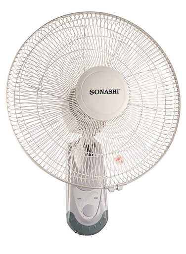 Sonashi 16 Inch Wall Fan With 3 Speeds And Oscillation Function, Circulating Double String Switch With Overheat Protection Feature, Low Noise Design 60 W SF-8029W Grey