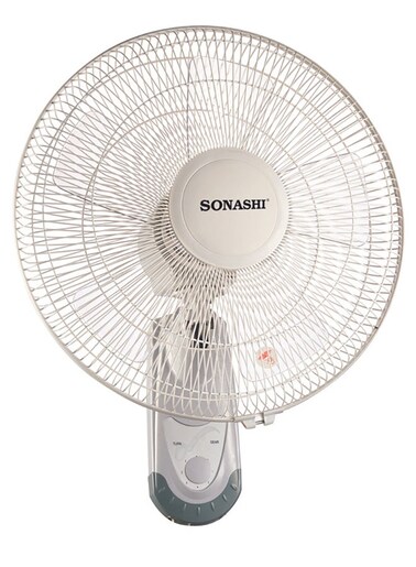 Sonashi 16 Inch Wall Fan With 3 Speeds And Oscillation Function, Circulating Double String Switch With Overheat Protection Feature, Low Noise Design 60 W SF-8029W Grey