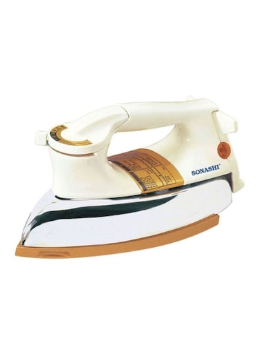 Sonashi Heavy Iron - Gold Ceramic Coated Soleplate, Overheat Safety Protection with Easy Temperature Settings, Heavy Iron Box Suitable for All Fabrics 1200 W SHI-6011 Off White/Gold