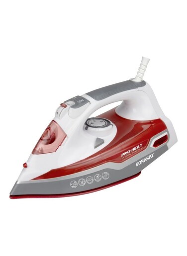 Sonashi Multifunctional Steam Iron For Crisp Ironed Clothes - Ceramic Coated Soleplate, Steam/Burst Steam/Spray/Dry Iron Function With Overheat Protection 1 kg 2400 W SI-5067N Red