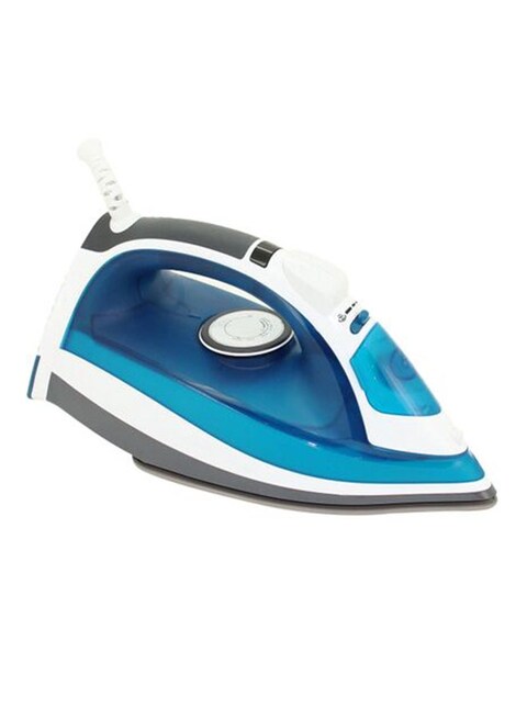Sonashi Electric Steam Iron with Ceramic Soleplate/Anti-Drip/Anti-Calc/Auto Shut-Off/LED Display and Self-Clean Function, 100% Active Steam Holes - Scratch-Resistant 2400 W SI-5075C Deep Blue/White