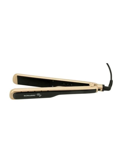 Sonashi WetDry Hair Straightener 68W Ceramic Coating Plate Sleek Design with Blue Digital LED Display, Lock and Temperature, Up to 220C, Overheat Protection SHS-2059 Gold/Black 315x48.4x39mm