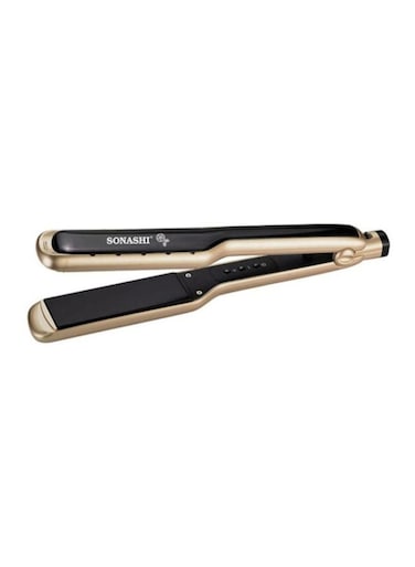 Sonashi WetDry Hair Straightener 68W Ceramic Coating Plate Sleek Design with Blue Digital LED Display, Lock and Temperature, Up to 220C, Overheat Protection SHS-2059 Gold/Black 315x48.4x39mm