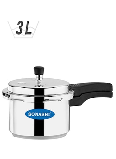Sonashi Anti Spill 3L Pressure Cooker with Strong Aluminum Body Extra Strong Lugs with Anti Spill Lid Heavy Base Can be used on Gas Stove And Induction Stove 3 Liters SPC-230 3Liters