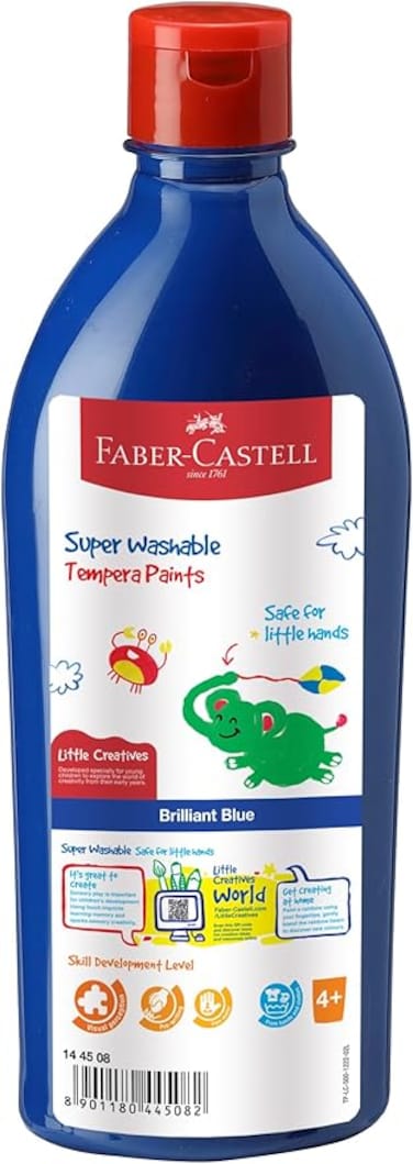 Faber-Castell Faber Castell Tempera Fun Paints Bottle Brilliant Blue, 144508, Ready Mix Tempera, 0.5 Liters