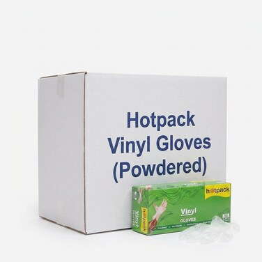 Hotpack   Clear Vinyl Disposable Gloves Powdered Small 1,000 Gloves,Pack of 10, 100 Gloves per Box