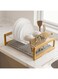 Wealone Stone Dish Drying Mat with Stainless Steel Dish Rack, Super Absorbent Diatomaceous Earth Dish Drying Mat, Large Size Stone Drying Mat, Fast Drying Dish Racks for Kitchen Counter