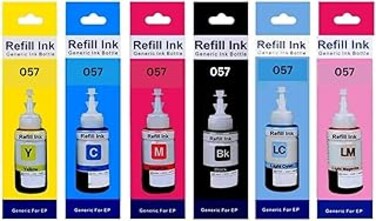 057 Ink Bottle Compatible 6-Color Pack Set for EPSON L8050 L18050 Printer