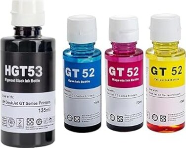 Ink Refill Kit GT52 Compatible With H Printer DeskJet Smart GT Tank Ink (4-Packs)