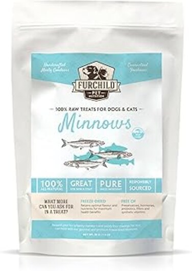 Furchild Pet Nutrition   Premium Freeze-dried Wild-caught Minnow Treats for Cats and Dogs