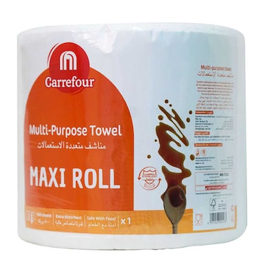 Carrefour MultiFunction Kitchen Towels 2 Ply 500 Sheets 1 Roll