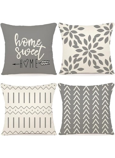 GTVGJH Pillow Covers Set of 4, Modern Sofa Throw Pillow Cover, Decorative Home Outdoor Linen Fabric Geometric Pillow Case for Couch Bed Car (Gray)
