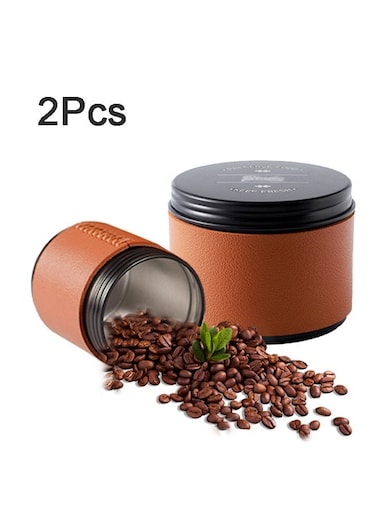 2Pcs Coffee Bean Tray Canister Food Storage Container for Beans Grounds, Tea Flour, Cereal Sugar, Coffee Bean, Beige