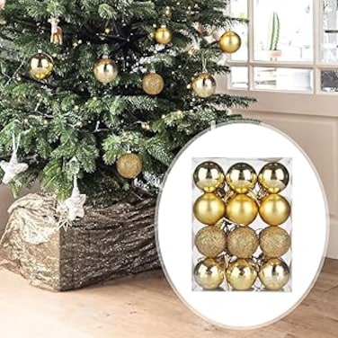 Set of 12 Christmas Tree Ornaments Home Decorative Crafts (Gold)