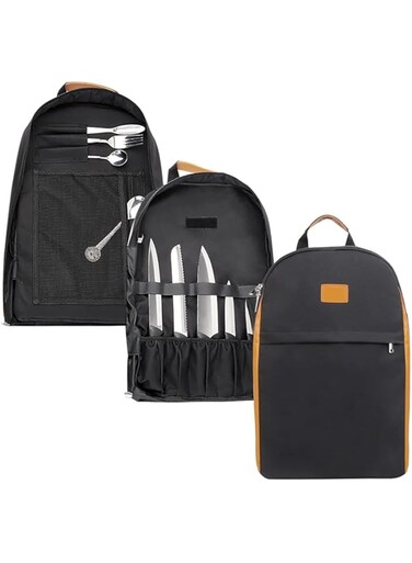 Azonee Chef Knife Backpack, Knife Bag with 21+ Pockets for Knives &amp; Kitchen Utensils, Includes Large Pockets for Tablet &amp; Notebooks, Sling Style