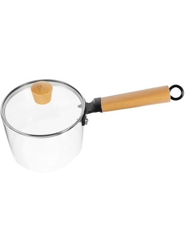 NOLITOY glass pot wood Glass Saucepan Kitchen Noodle Pot Glass Milk Pot With Handle food stew Noodle Pot Glass Cookware Noodles Saucepan glass soup pot single handle glass jug
