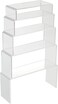 LOLYSIC 5-Piece Acrylic Display Riser Set - Clear Rectangular Stands for Jewelry, Lipstick, and Collectibles
