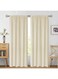 Bonkaso Blackout Curtains for Bedroom and Living Room, Rod Pocket Thermal Black Out Insulated Room Darkening Curtains, Noise and Sun Blocking Curtains, Set of 2 Panels (182L x 106W CM, Beige)