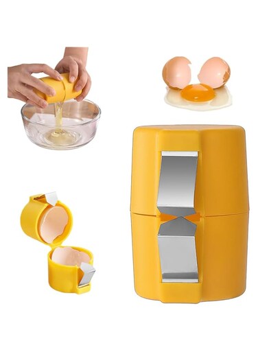 Egg Shell Opener, Egg Cracker Tool for Raw Eggs, Hard Boiled Egg Peeler, Portable Egg Shell Opener Tools, Handheld Eggs Breaker, Stainless Steel Eggshell Breaker Kitchen Gadgets(Yellow)