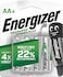 Energizer Rechargeable Batteries AA, Recharge Power Plus, Pack of 4