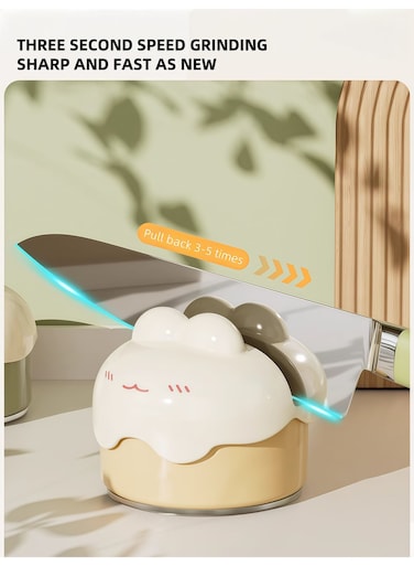 suction cup sharpening stone, cute mini kitchen knife sharpener, minimalist small sharpener, suction cup sharpening tool, kitchen manual sharpener (yellow)