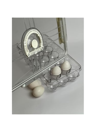 Egg Storage Container Clear for Refrigerator - Large, Vented Lid Egg Holder and Fresh Egg Tray, Crystal Ideal for Household Fridge or Cupboard Storage (White)