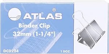 Atlas Binder Clips - 32 Mm - 12 Pieces, Black - Clip003