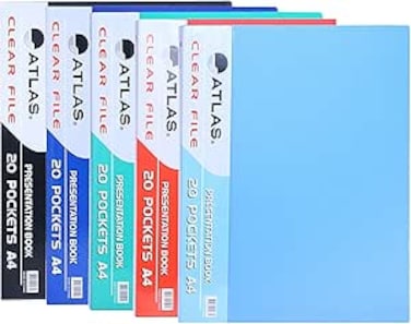 Atlas Clear File Presentation Book, A4-20 Pockets, Multi Color - ATCL006