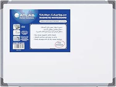 Atlas Single Sided Magnetic Whiteboard/Dry Erase Board 45X60 cms With Aluminium Framed