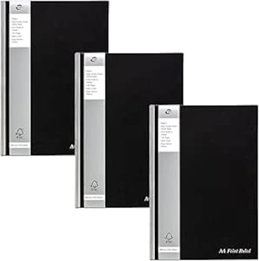 Pukka Pad Black Linen Casebound A4 Pad &ndash; Pack of 5 Hardback Notebooks with 192 Pages of 90GSM Paper with 8mm Lines and Margin &ndash; 29.7 x 21cm, Black