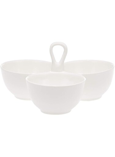 Verona 3 Connected Round Bowls, White