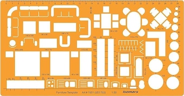 Architectural Drawing Stencil 1:50 Scale Template, Orange 1851 (PACK OF 2)