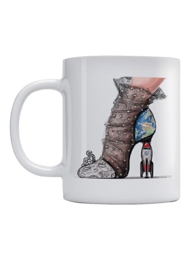 Space Rocket Shoes Printed Mug White/Brown/Black