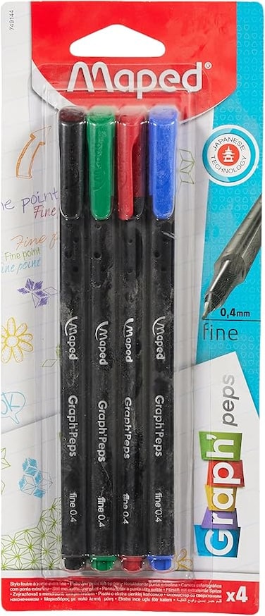 Maped Graph&rsquo;Peps Triangular Felt Tipped Pens Pack of 4
