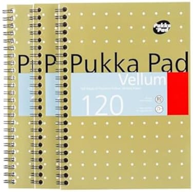 Pukka Pad 836893 Notebook Wirebound Perforated Ruled 120pp 80gsm A5 Vellum Ref VJM/2 [Pack of 3]