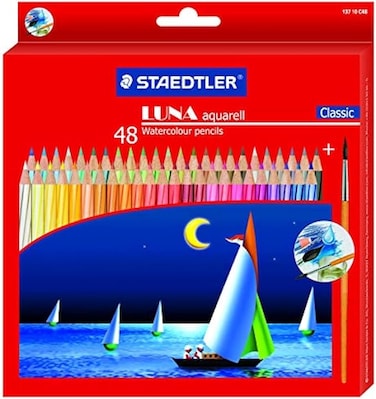 Staedtler Luna Watercolor Pencil 48 Shades, (Include 6 Item Pack) (Wood), Multicolor