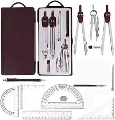 Drawing Tools &amp; Kits 13 Pcs Geometry Set Drafting Supplies Compass for Geometry Protractor for School Protractor and Compass Erasing Shield Ruler Blue Geometry Box