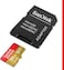 SanDisk 512GB Extreme microSDXC card + SD adapter + RescuePRO Deluxe, up to 190MB/s, with A2 App Performance, UHS I, Class 10, U3, V30, Gold/Red