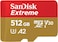 SanDisk 512GB Extreme microSDXC card + SD adapter + RescuePRO Deluxe, up to 190MB/s, with A2 App Performance, UHS I, Class 10, U3, V30, Gold/Red