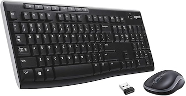 Logitech MK270 Wireless Keyboard and Mouse Combo for Windows, 2.4 GHz Wireless, Compact Wireless Mouse, 8 Multimedia and Shortcut Keys, 2-Year Battery Life, PC/Laptop, English/Arabic